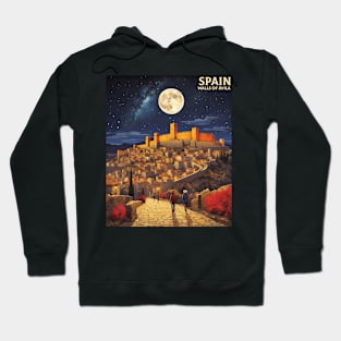 Avila Walls Starry Night Spain Travel Tourism Retro Vintage Art Hoodie